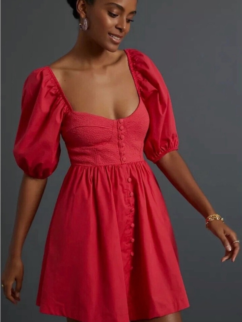 Maeve Anthropologie Puff Sleeve Mini Dress size medium